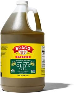 Bragg Organic Extra Virgin Olive Oil - 1 Gallon of Cold Pressed EVOO from Greek Koroneiki Olives - USDA Certified, Non-GMO, Kosher