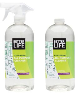 Better Life All Purpose Cleaner Multipurpose Home and Kitchen Cleaning Spray for Glass Countertops Appliances Upholstery More Multisurface Spray Cleaner 32oz Pack of 2 Clary SageCitrus
