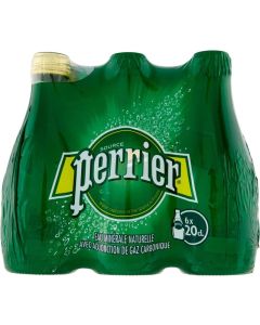 Perrier Natural Sparkling Mineral Water Glass Bottle, Regular, 6 x 200 ml