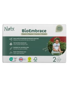 BioEmbrace Baby Diapers Size 2 (3-6 kg),100% Biobased on Skin, Plant-Based Softness, Dermatologically Tested and Super Absorbent, Pack of 33