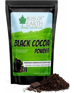 Bliss of Earth Black Cocoa Powder Natural and Unsweetened Carbon Black & Dark Roast Perfect for Cooking & Baking Cakes Biscuits Oreo Chocolates Smoothies 100GM