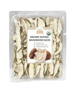 VIGOROUS MOUNTAINS Organic Shiitake Mushrooms Sliced Great Size Fresh Texture Rehydrate Quickly Dried Shiitake Mushrooms for Cooking Soups Ramen Pasta and Risotto All Natural Vegan 353Oz