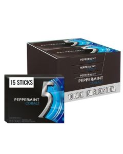 5 GUM Peppermint Cobalt Sugar Free Chewing Gum Bulk Stimulate Your Senses While Listening to Music Mini Purse Essentials Travel Essentials 15 Sticks Pack of 10