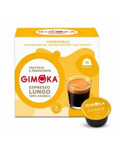 Gimoka Lungo Coffee Capsules, 100% Arabica, Compatible with Dolce Gusto, 16 Count