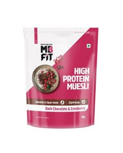 MuscleBlaze Fit High Protein Muesli, Dark Chocolate & Cranberry, 1kg