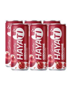 Hayati Grenadine Sparkling Pomegranate Fruit Juice Drink / 20% Real Fruit Juice / Rich in Vitamin C / Halal Certified / Refreshing Carbonated Soda Alternative / 250ml Can (Pack of 6)