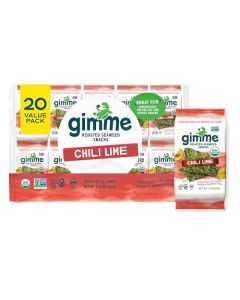 Gimme Seaweed Organic Premium Roasted Seaweed Snacks Chili Lime 20 Count Keto Vegan GlutenFree Great Source of Omega3s and Iodine Healthy OnTheGo Snack for Kids and Adults