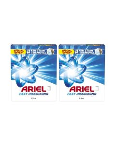 Ariel Fast Dissolving Laundry Detergent Powder, Dual Pack 2.5 KG