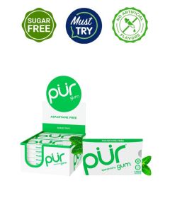 PUR Gum 100% Xylitol Chewing Spearmint, 9 Count (Pack of 12) Sugar-Free + Aspartame Free, Vegan + non GMO