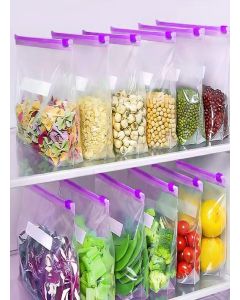 MOBDESK 5 pcs Transparent Plastic Zip Lock Zipper Bag Use For Food Fruit Vegetable Storage, Reusable Slider Pouch Bags for Freezer Multi Purpose Office Reclosable Storage Pouches