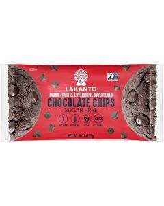 Lakanto Sugar Free Chocolate Chips - Monk Fruit Sweetener and Erythritol, Gluten Free and Vegan (8 oz)