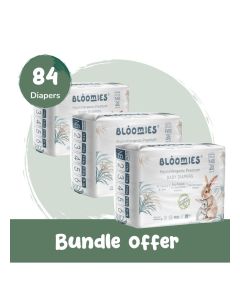 Organic Bamboo Baby Diapers for Newborns (Up to 5kg baby) 84pcs (28X3) Bundle/ Eco-friendly, Hypoallergenic, Non-toxic, Breathable Nappies