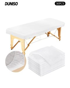 30 Pcs Pack ,Disposable Fitted Massage Table Sheets Elastic Breathable for 80cm Bed,Heavy Duty Elastic Bed Cover, White Non Woven Fabric For Spa Beauty Salon Tattoo Hospital Bed 90*215cm