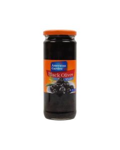 American Garden Black Olives Whole In Bottle Jar- 450gms