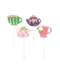 Fun Express Tea Party Lollipops Suckers Individually Wrapped 12 Pack Floral Swirl Candy Party Favors for Kids Adults Bridal Shower Wedding Favors Vintage Gourmet Treats for Candy Buffet