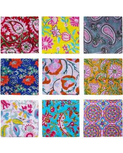 DIYANAIMPEX 10 Pc Cotton Cloth Napkins Hand Block Print Hand Made Size 16x16 Inch Printed Home Decor Indian Eco Friendly Mix Lot Dinner Napkins Multicolour