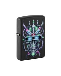 Zippo Cyber Skull Design Black Matte Pocket Lighter