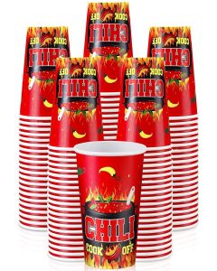 Jingmore 100 Pcs 9 oz Chili Tasting Cups Large - Mexican Cook off Party Supplies, Disposable, Cinco De Mayo Decorations(Stylish)