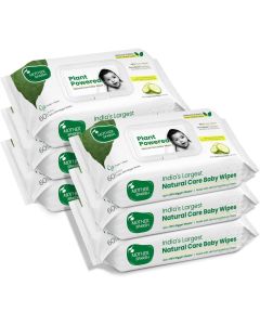 Mother Sparsh Natural Care Baby Wipes - 60 Pcs (Pack of 6) - Plant Powered Wet Wipes with Cucumber Extract
