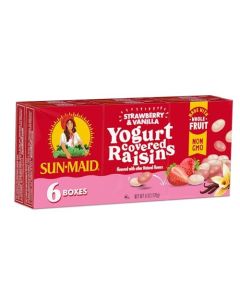SunMaid Strawberry Vanilla Yogurt Covered Raisins 6 Pack of 1 oz Snack Packs Healthy Snacks for Kids School Snacks