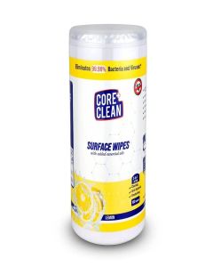 Core Clean Disinfecting Surface Wipes, Disinfectant Multi Purpose Wet Wipes for Sanitizing Surfaces, 100 Pulls, Lemon, Pack of 1