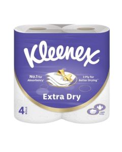 Extra Dry Toilet Tissue Paper, 3 PLY, 4 Rolls x 140 Sheets, Embossed Bathroom Tissue with Superior Absorbency