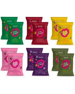 Valesco O'Live 2 Snack Pitted Olives Variety Pack - 6 Flavors, 12 Pouches (1 oz each)
