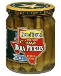 Talk O Texas Crisp Mild Okra Pickles 16 oz Glass Jar