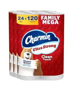 Charmin Ultra Strong Clean Touch Toilet Paper 24 Family Mega Rolls 120 Regular Rolls