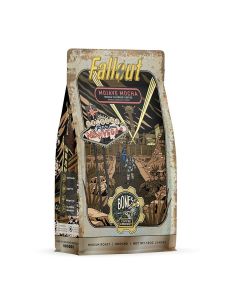 Bones Coffee Company Fallout Mojave Mocha, Mocha Flavored Coffee, Medium Roast Low Acid Arabica Beans Compatible with Auto drip and French Press Coffee Maker, 12 Oz Ground