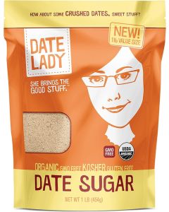 Date Lady Organic Date Sugar - 16 Ounce Bag (454g) - Gluten Free, Vegan, Kosher Sweetener