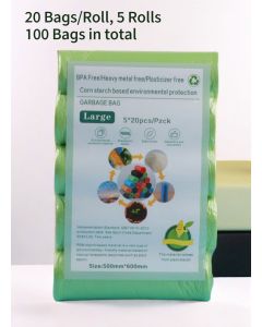 Garbage Bags Biodegradable Compact Roll Green 50x60cm (20pc x 5Rolls) 100 bags