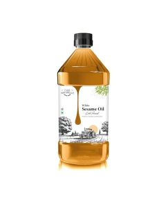 100% Pure & Unrefined Cold Pressed White Sesame (Gingelly) Oil – 1L / Kolhu/Kacchi Ghani/Chekku / Natural Daily Cooking Oil / Chemical-Free / Rich Aroma & Flavour