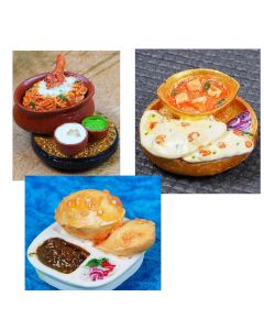 Ethnic Karigari Combo Pack of 3 Fridge Magnet Shahi Paneer with Naan Chole Bhathure Chicken Miniature Food 3D Fridge Magnet Best Souvenir Gift 100 Made in India