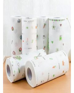 Non-Woven Reusable and Washable Kitchen Printed Tissue Roll Non-stick Oil Absorbing Paper Roll Kitchen Special Paper Towel Wipe Paper Dish Cloth Cleaning Cloth (pack of 1)