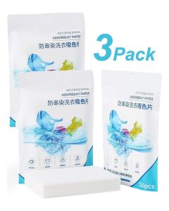 3 pack Clothes Color Absorb Paper & Dirt Collector Advanced For Long Lasting Colour Of Laundry With Microfiber & Colour-Collecting Molecules Colour Catcher Sheets For Washing Machine