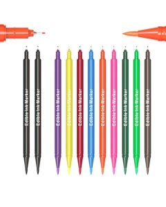 Edible Markers 11Pcs Ultra Fine Tip05mm Food Coloring Pens Double Sided Food Grade Gourmet Writers for CakeCookieFondant DecoratingPaintingDrawingBaking10 color by Edibleink
