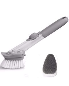 Istara Decontamination Automatic Liquid Tank Kitchen Cleaning Brush Scrubber Dish Bowl Washing Sponge with Refill Liquid Soap Dispenser Kitchen Pot Cleaner Tool Handle Sponge with Wok Brush