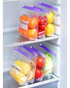 ZUCLLSPA 25 Pcs ZipLock Bags BPA-free Zipper Lock Pouches For Food Storage & Travel Packing / Leak-proof, Freezer Safe, Expandable Bottom, Puncture-resistant / Air-tight Bags For Fridge (Purple)(T-39)