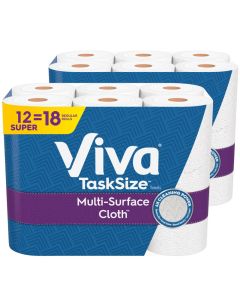 Viva MultiSurface Cloth Paper Towels Task Size 12 Super Rolls 2 Packs of 6 81 Sheets Per Roll