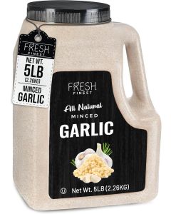 Fresh Finest All Natural Minced Garlic - 5 LB Bulk Dried Garlic Flakes for Cooking