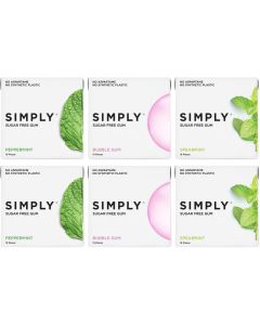SIMPLY Sugar Free Gum Variety Pack - Bubblegum, Peppermint, Spearmint / 90 Pieces Total / Plastic Free & Aspartame Free
