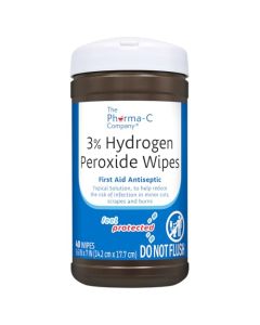 The PharmaC Company 3 Hydrogen Peroxide Wipes 40 wipes First Aid H202 Skin Safe Antiseptic Wound Cleaner