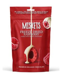 Miskets Belgian White Chocolate Coated Freeze Dried Raspberry, 80 gr