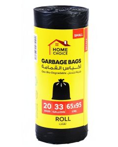 33 Gallons roll , Black, 20 Garbage Bags, Size 65x95 cm, Trash Bags, Bin Liner, Waste Bags for Indoor and Outdoor Purposes
