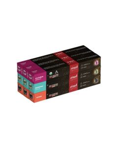 Nespresso Compatible Aluminium Capsules (3 Flavors: Intenso, Indonesian Toraja, Organic Colombian), Pack of 9 (90 Capsules)