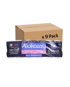 Alokozay 2 PLY Bulk 12 Rolls Bathroom Tissue 200 Sheets- 9 Pack