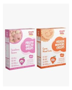 Simply Fils Veggie Wafers Crisps Carrot Mix Fruits + Simply Fils Fruity Melty Drops Strawberry Banana