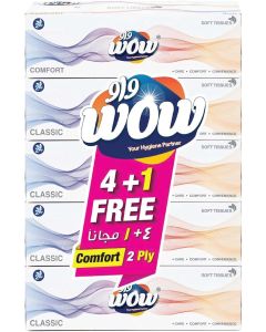 WOW Facial Classic 170 x 2 ply Tissue 4 + 1 Free Box