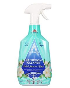 Astonish Streak Free Foaming Bathroom Cleaner Spray Bottle Deep Cleaning White Jasmine Basil Scented Spray For Soap Scum Watermarks Limescale Cruelty Free Household Cleaning Supplies 750 ml